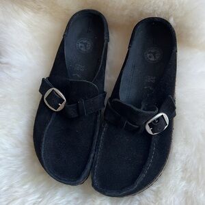 Like new, Birkenstock black suede loafers